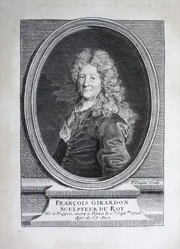 Francois Girardon - Francois Girardon (1628-1715) sculptor sculpteur Kupferstich Portrait gravure engraving