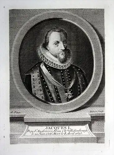 Jacques I - James IV I (1566-1625) King of Scotland England Ireland Kupferstich Portrait engraving