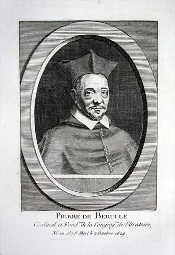 Pierre de Berulle - Pierre de Berulle (1575-1629) mystic Mystiker cardinal Kardinal theologien Kupferstich Por