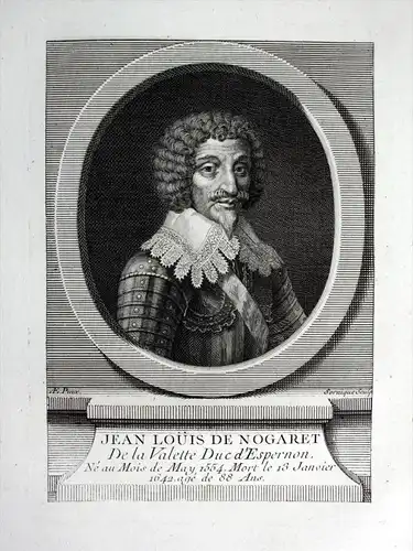 "Jean Louis de Nogaret" - Jean Louis de Nogaret de La Valette duke military Kupferstich Portrait engraving militaria