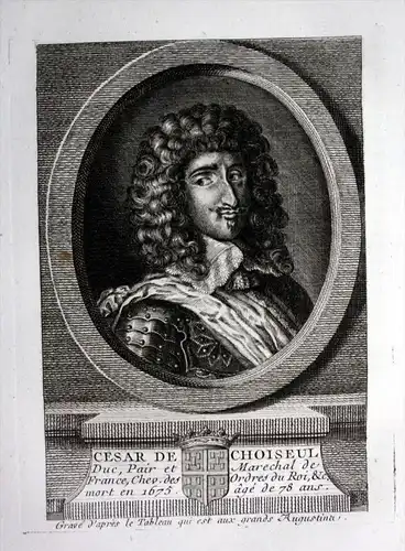 Cesar de Choiseul - Cesar de Choiseul du Plessis Praslin (1598-1675) Portrait gravure