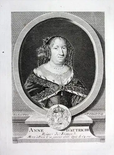 Anne d'Autrice - Anna Maria Mauricia Österreich (1610-1665) Kupferstich Portrait engraving