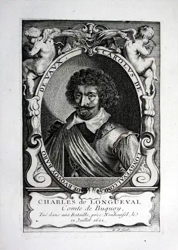 Charles de Longueval - Charles Bonaventure de Longueval (1571-1621) Kupferstich Portrait engraving commander