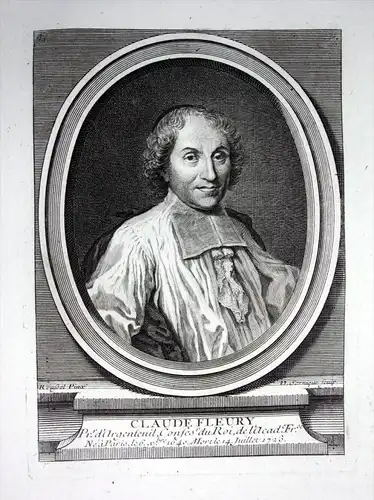 Claude Fleury - Claude Fleury (1640-1723) priest historian jurist avocat historien gravure Kupferstich Portrai
