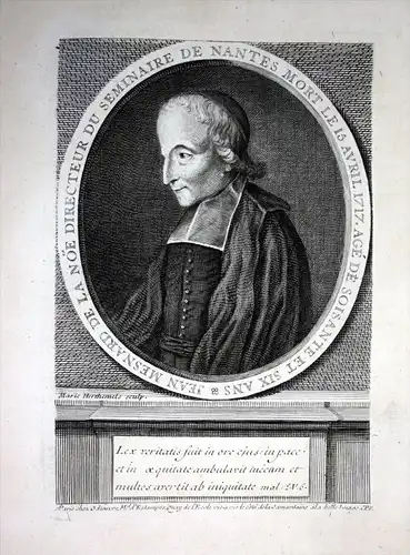 Jean Mesnard de la Noe - Jean de le Noe Mesnard (1651-1717) Menard Nantes gravure Kupferstich Portrait engravi