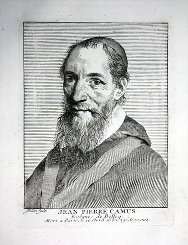 "Jean Pierre Camus" - Jean Pierre Camus ecrivain writer gravure Kupferstich Portrait engraving