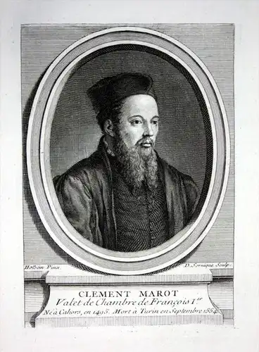 Clement Marot - Clement Marot poete poet Dichter gravure Kupferstich Portrait engraving