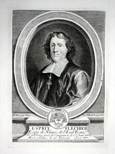 Esprit Flechier - Esprit Flechier (1632-1710) eveque de Lavaur, Nimes gravure Kupferstich Portrait engraving