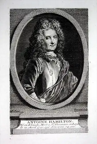 Antoine Hamilton - Antoine Hamilton (1645-1720) author soldier Ireland Scotland France Kupferstich Portrait en