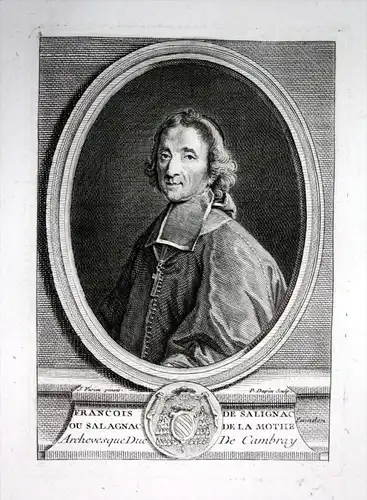 "Francois de Salignac" - Francois de Salignac de La Mothe Fenelon ecrivain gravure Kupferstich Portrait engraving