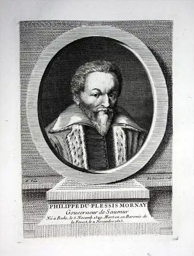 Philippe Du-Plessis Mornay - Philippe Duplessis Mornay (1549-1623) Buhy Val-d'Oise ecrivain theologian gravure