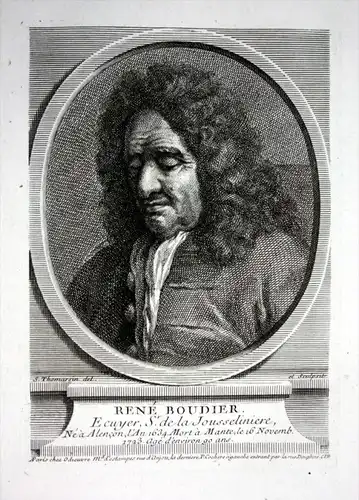 Rene Boudier - Rene Boudier (1634-1723) poet translator poete traducteur Kupferstich Portrait engraving histor