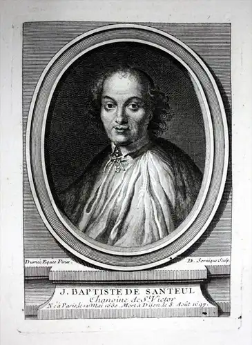 J. Baptiste de Santeul - Jean de Santeul (1630-1697) Neo Latin poet poete gravure Kupferstich Portrait engravi