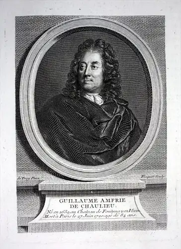 Guillaume Amfrie de Chaulieu - Guillaume Amfrye de Chaulieu (1639-1720) poet poete Fontenay Normandie Kupferst