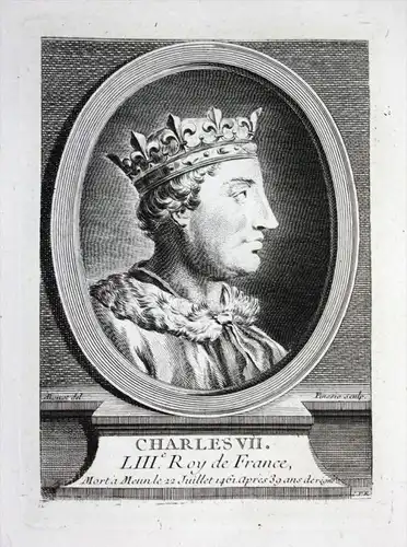 Charles VII. - Karl VII der Siegreiche le Victorieux Roi König France gravure Portrait engraving