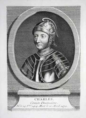 Charles - Charles du Maine Comte Graf du Maine France gravure Portrait engraving