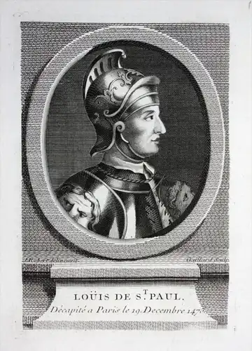 Louis de St. Paul - Louis de Luxembourg (1418 - 1475) Graf Comte Saint-Pol Brienne Ligny gravure Portrait engr