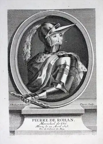 Pierre de Rohan - Pierre I de Rohan Graf Comte Marle Marechal de Gie Marschall gravure Portrait engraving