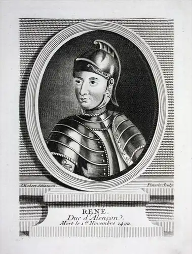 Rene Duc d'Alencon - Rene de Valois Herzog Duc Alencon Graf Comte Le Perche gravure Portrait engraving