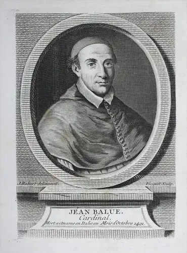Jean Balue - Jean de La Balue (1421 - 1491) Bischof bishop eveque Evreux Angers Kardinal Cardinal Portrait eng