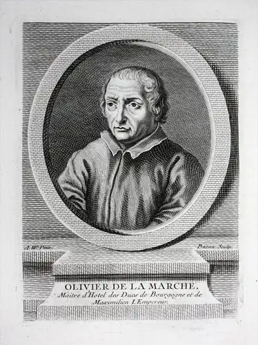 Olivier de la Marche - Olivier de la Marche (1425-1502) poete chroniqueur poet ecrivain gravure Kupferstich Po