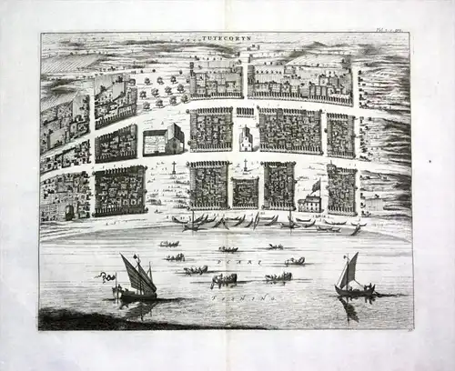 TutecorynThoothukudi Tuticorin Tamil Nadu India Indien - Kupferstich / engraving map Karte