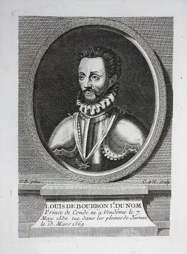Louis de Bourbon I. Du Nom - Louis I de Bourbon Prince Fürst Conde Kupferstich Portrait engraving