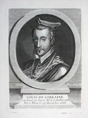 Louis de Lorraine - Louis II de Lorraine (1555-1588) Guise Lothringen Cardinal Kardinal Guise Kupferstich Port