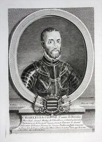 Charles I. de Cosse - Charles I Karl de Cosse (1505 - 1563) Graf Comte de Brissac Marechal Marschall Kupfersti