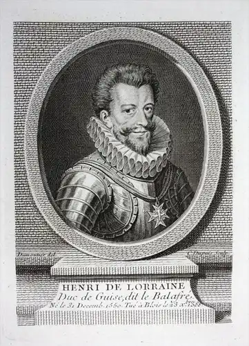 "Henri de Lorraine" - Henri I de Lorraine Heinrich Lothringen Herzog Duc de Guise Kupferstich Portrait engraving