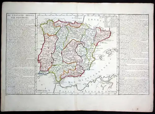 "De l'Espagne divisee par provinces" - Espana Spain Spanien comunidades autonomas antique print Kupferstich