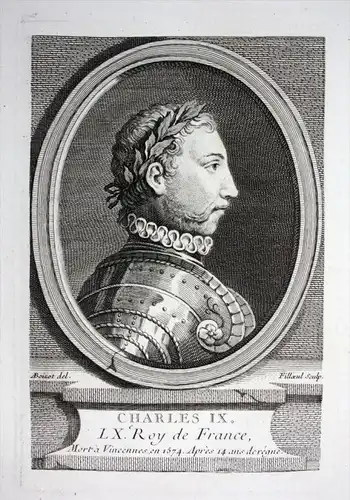 "Charles IX" -  Karl IX Charles König Roi France Duc Herzog Orleans Kupferstich Portrait engraving