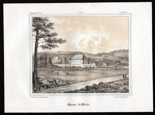 Chateau du Bochet - Chateau Schloß Boschet Bourg-des-Comptes Redon Ille-et-Vilaine France Lithographie lithog