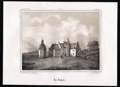 Les Rochers - Chateau Schloß Rochers-Sevigne Vitre Ille-et-Vilaine Bretagne France Lithographie lithograph