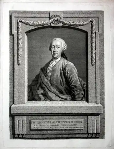 Fridericus Augustus Iunius - Friedrich August Junius Arzt Leipzig Kupferstich Portrait engraving