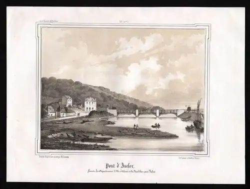 Pont d'Aucker - Pont Aucker Brücke Redon Morbihan Ille-et-Vilaine Bretagne France Lithographie lithograph