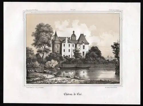 Chateau de Cice - Chateau Schloß Cice Bruz Rennes Ille-et-Vilaine Bretagne France Lithographie lithograph