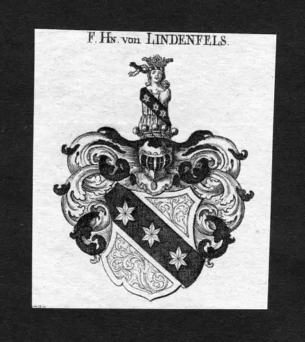 Lindenfels - Lindenfels Wappen Adel coat of arms heraldry Heraldik Kupferstich