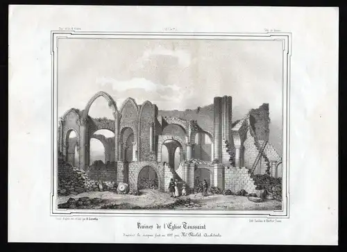Ruines de l'Eglise Toussaint - Eglise Kirche Ruine Toussaint Rennes Ille-et-Vilaine Bretagne France Lithograph