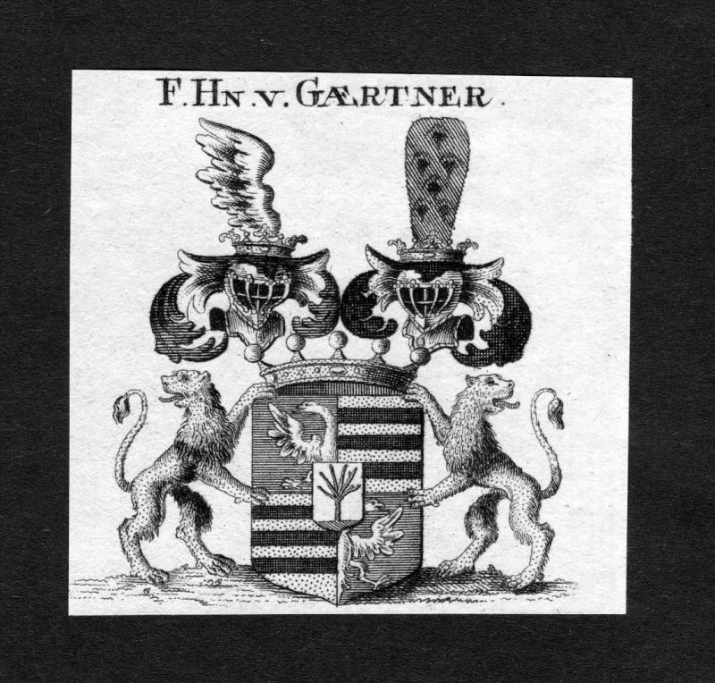 "Von Gärtner" Gärtner Gaertner Wappen Adel coat of arms Kupferstich