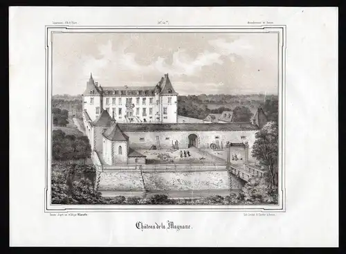 Chateau del a Magnane - Chateau Schloß Burg Magnane Andouille Rennes Ille-et-Vilaine France Lithographie lith