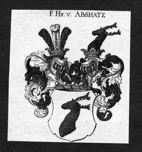 Abshatz - Abshatz Abschatz Wappen Adel coat of arms heraldry Heraldik Kupferstich