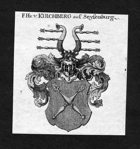 Kirchberg auf Seyfenburg - Kirchberg Wappen Adel coat of arms heraldry Heraldik Kupferstich