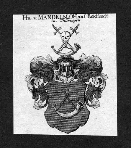 Mandelsloh auf Eckstaedt in Thüringen - Mandelsloh Mandelsloe Mandelslohe Wappen Adel coat of arms heraldry H