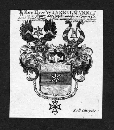 Winkellmann auf Urmitz - Winkellmann Urmitz Wappen Adel coat of arms heraldry Heraldik Kupferstich