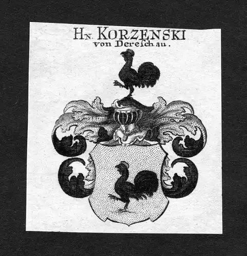Korzenski von Dereschau - Korzenski Dereschau Wappen Adel coat of arms heraldry Heraldik Kupferstich