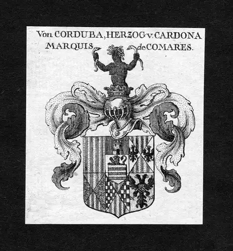 Comares - Cardona Marquis de Comares Wappen Adel coat of arms heraldry Heraldik Kupferstich