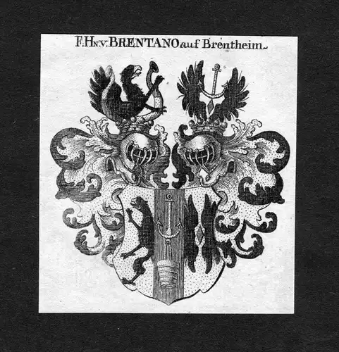 Brentano auf Brentheim - Brentano Brentheim Wappen Adel coat of arms heraldry Heraldik Kupferstich