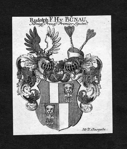 Bünau - Bünau Buenau Wappen Adel coat of arms heraldry Heraldik Kupferstich