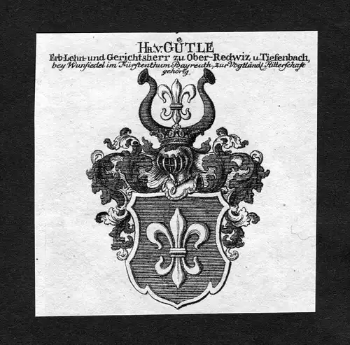 Gütle - Gütle Guetle Wappen Adel coat of arms heraldry Heraldik Kupferstich